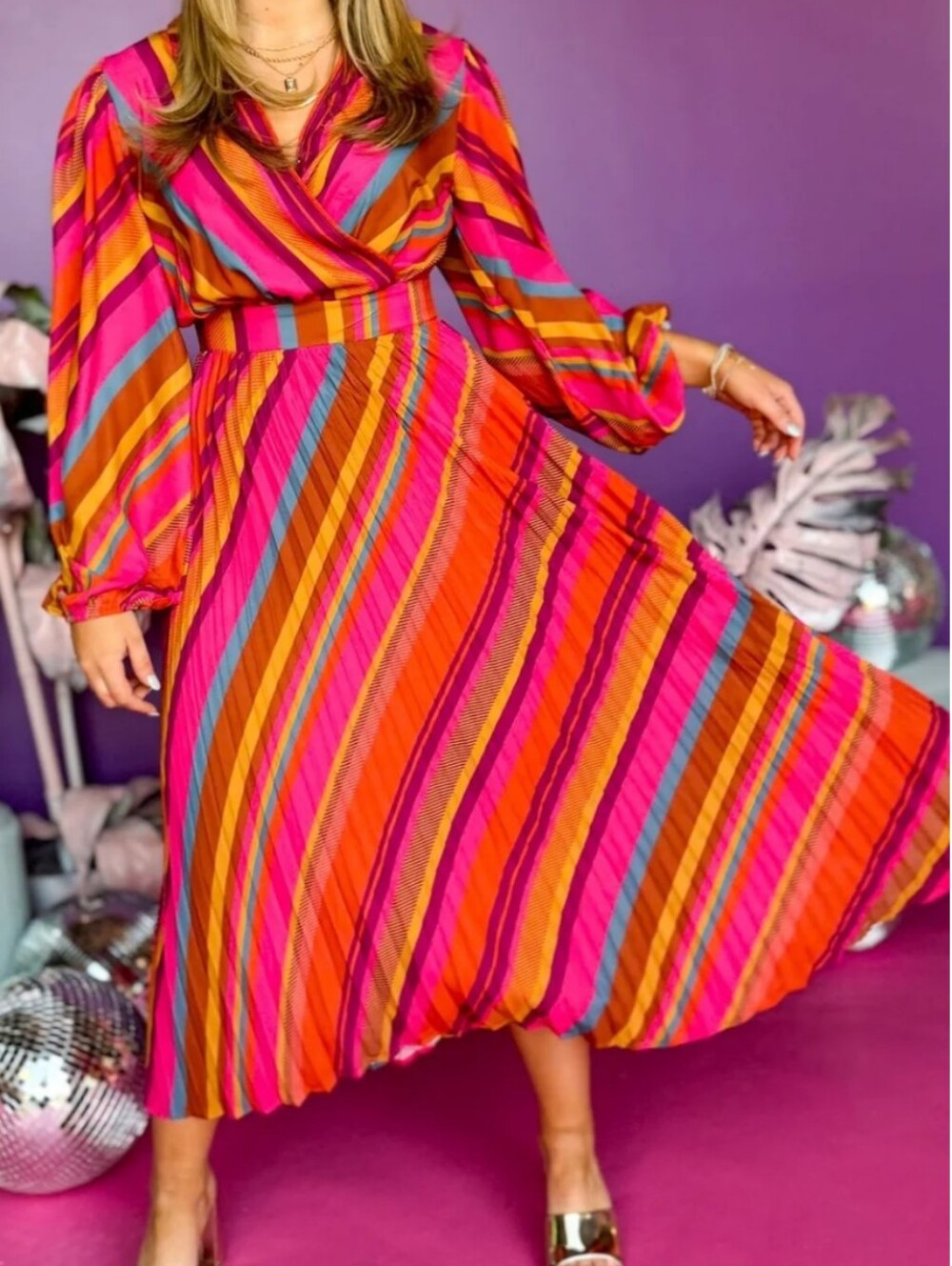 Flying Tomato Abigail Pleated Midi Dress